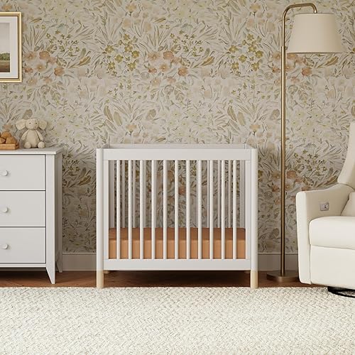 Miniatura 2 de Babyletto Gelato - Mini cuna convertible 4 en 1 en blanco y natural lavado certificado Greenguard Gold Washed Natural / Black, Blanco y natural