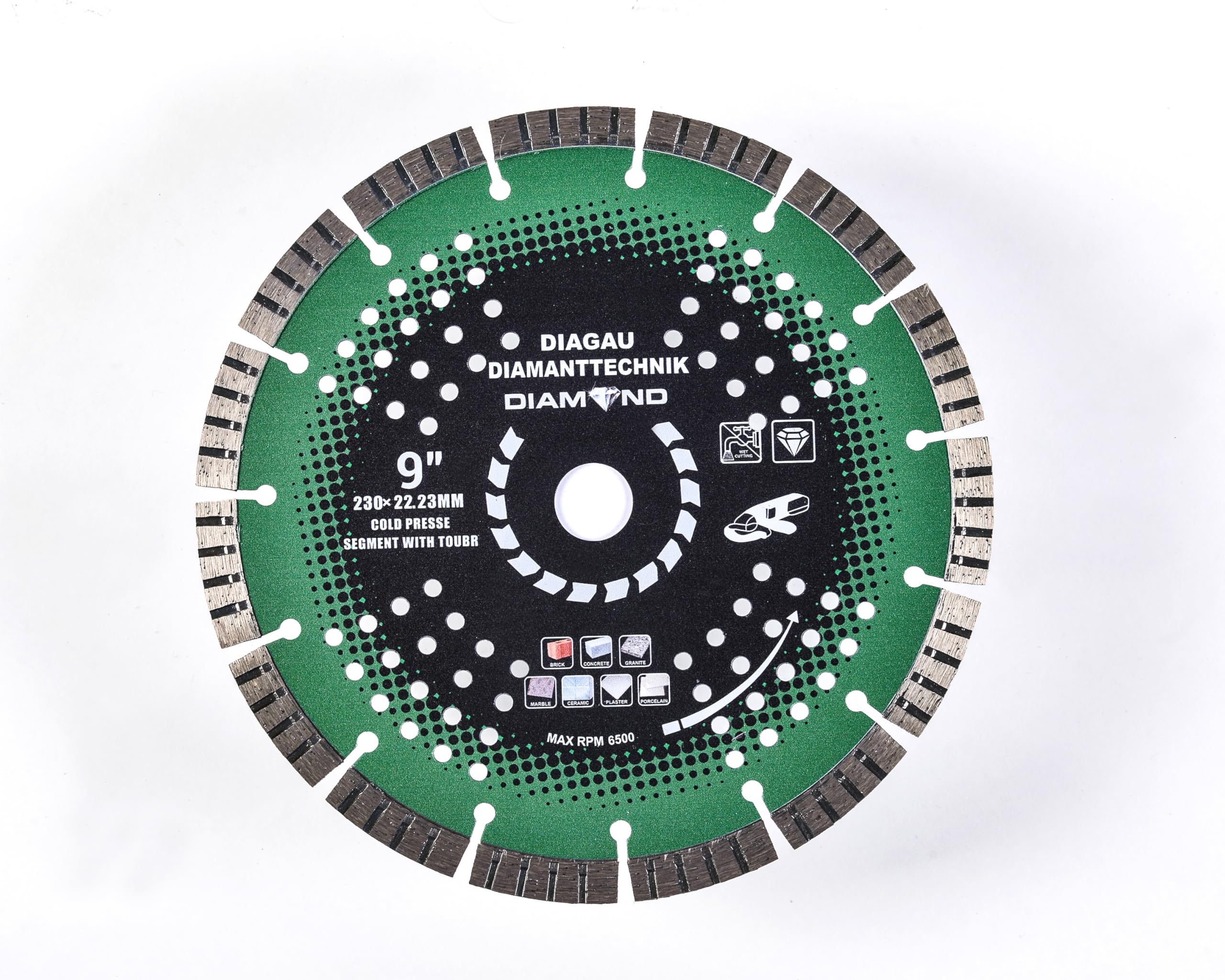 Disco de corte de diamante, 350 mm, segmento turbo con 12 mm de altura de segmento, 25,4 mm, orificio KP para hormigón, granito y piedra