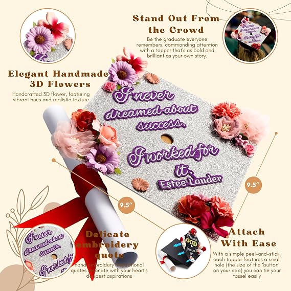 Handmade Graduation Cap Topper Graduation Gift Graduation Cap Decorations, I Never Dreamed About Success