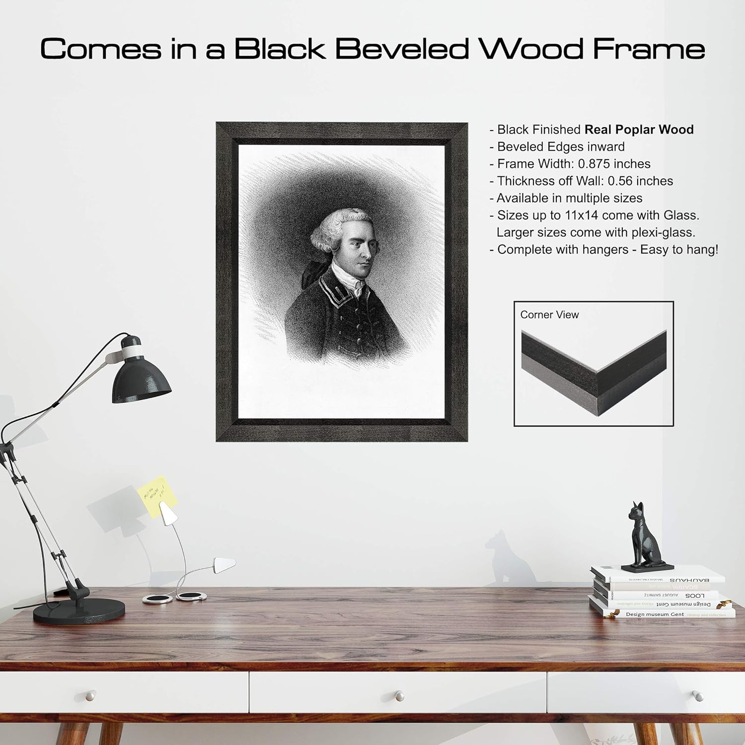 John Hancock Photograph in a Black Beveled Frame - Historical Artwork - (5" x 7") - Gloss