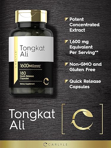 Miniatura 4 de Carlyle Tongkat Ali | 180 cápsulas de liberación rápida | 1,600 mg | Suplemento sin OMG y sin gluten