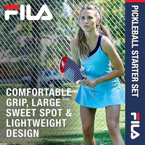 Miniatura 4 de FILA Accessories Juego de 2 palas de pickleball - Incluye 2 raquetas de pickleball, 2 pelotas de pickleball para exteriores, raqueta de pickleball