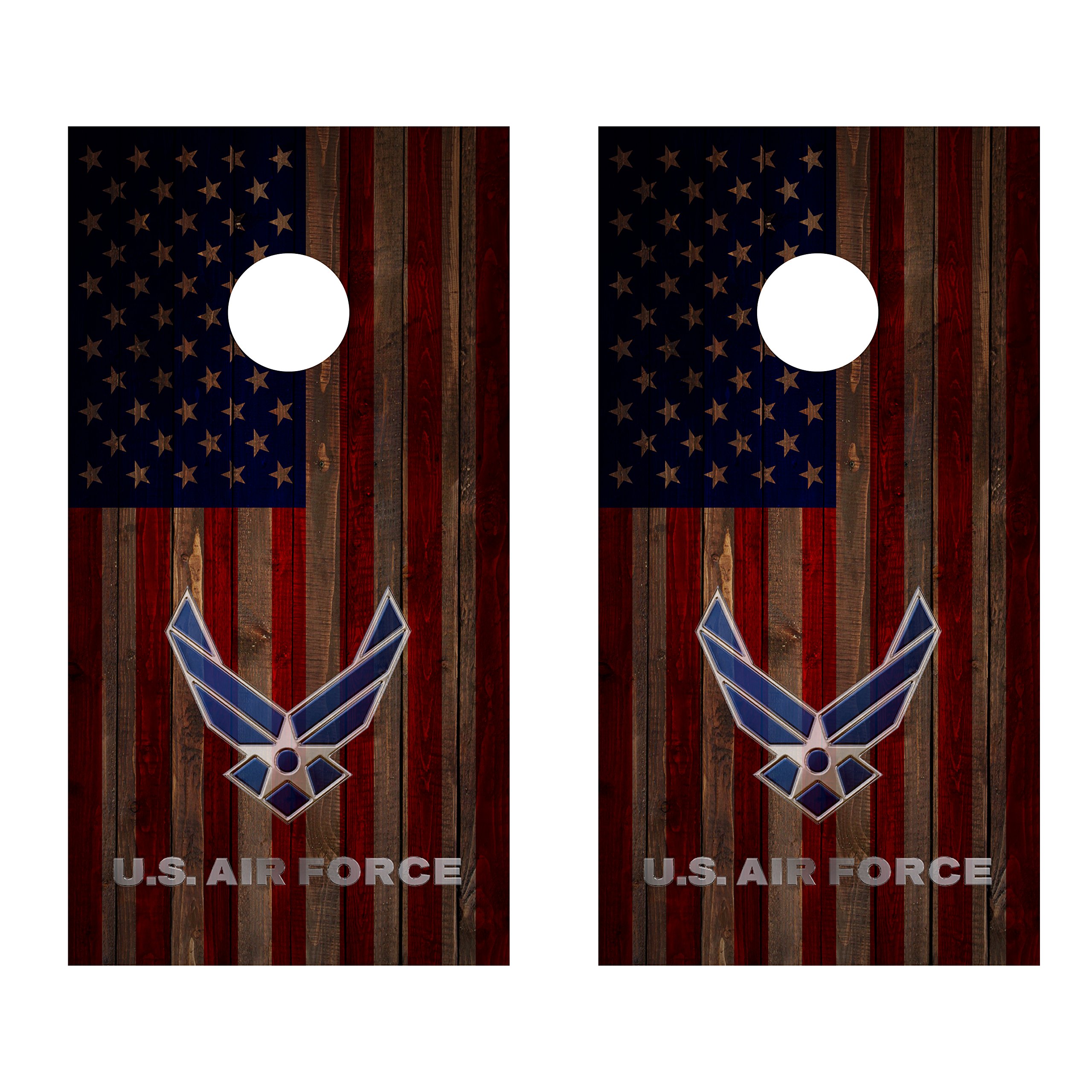 R.O.E. Apparel Cornhole Board Vinyl Wraps Air Force American Flag
