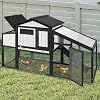 65.3 L Chicken Coop Expandable Chicken House for Outdoor Indoor with Nesting Box, Leakproof Tray and UV-Resistant Panel for 1-2 Chickens, Backyard Poultry Pet Hutch, Combinable, Black