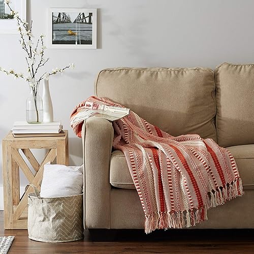 Vista 29 de DII - Manta trenzada a rayas, 50x60, piedra