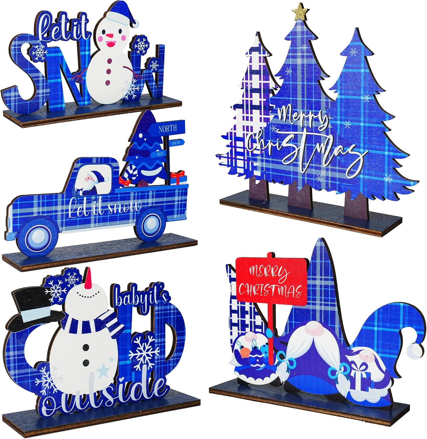 NEROSUN 5 PCS Christmas Table Centerpiece Decorations