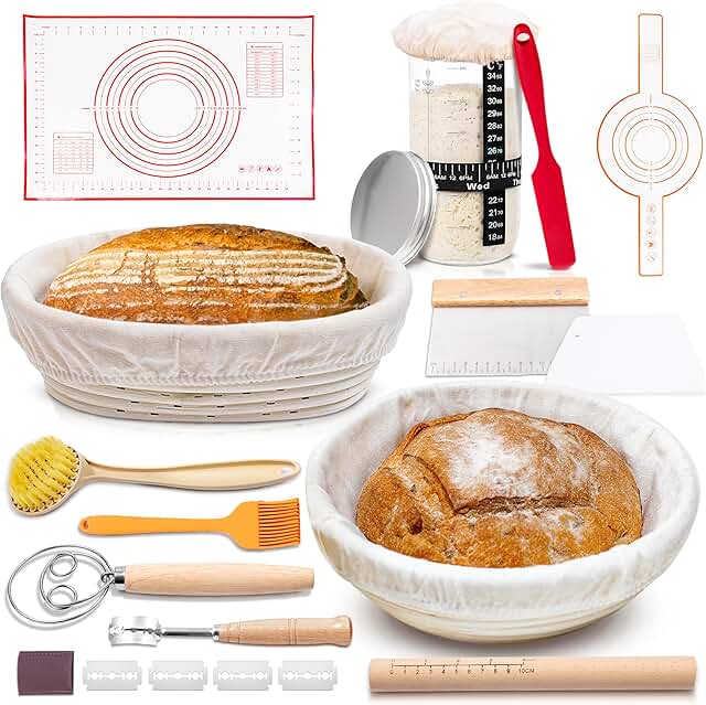 Complete Sourdough Starter Kit - Glass Sourdough Starter Jar with Thermo...