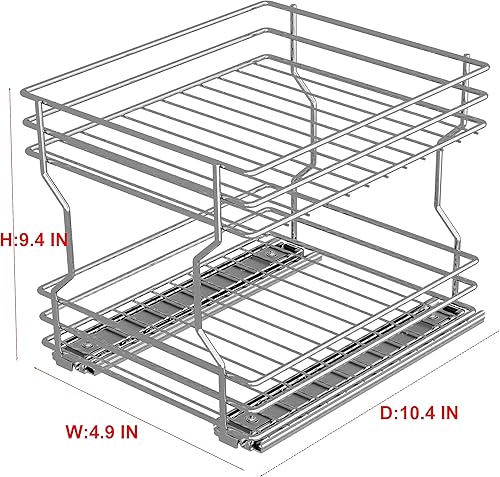 Miniatura 9 de Organizador extraíble de especias para gabinete de 4.9 pulgadas de ancho x 10.4 pulgadas de profundidad, estante deslizante de 2 niveles, estante