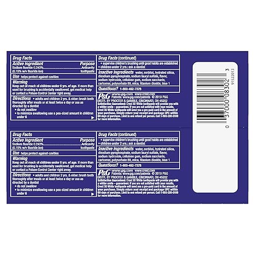 Miniatura 8 de Crest Borrador de manchas blancas 3D - pasta de dientes blanqueadora menta fresca 35 onzas paquete de 2