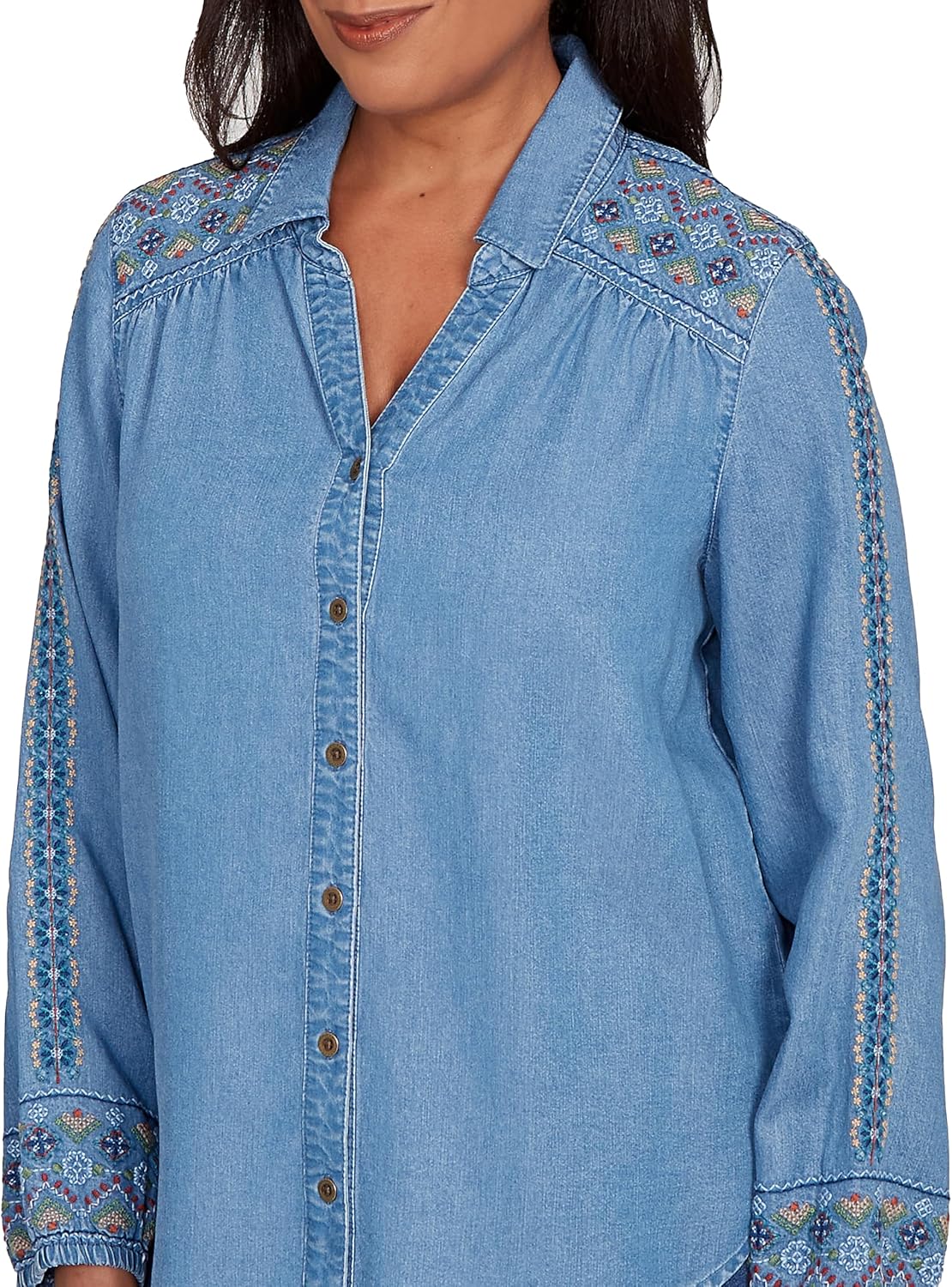 Needlepoint Embroidered Button Front Top - Image 3