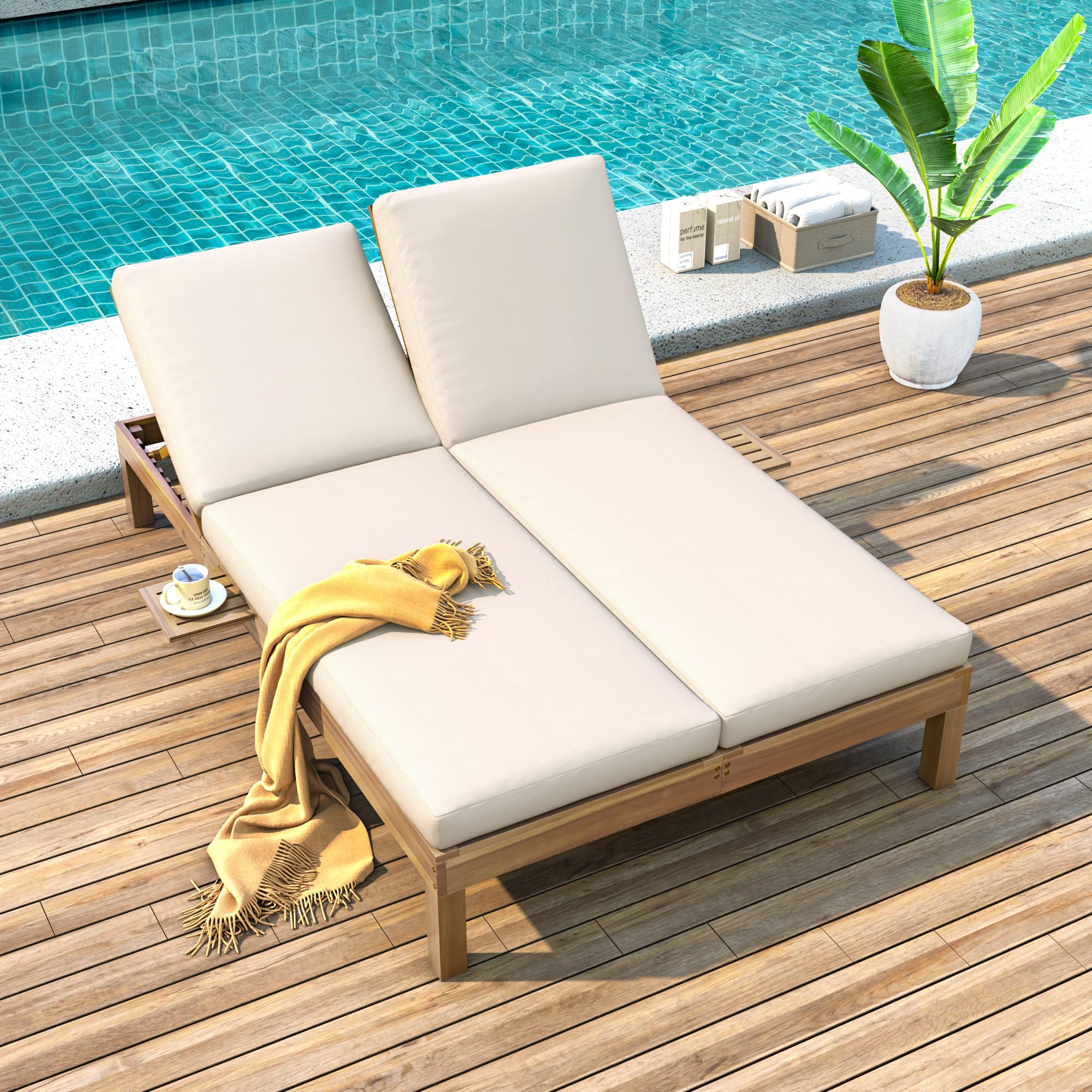 Amazon.com: VilroCaz Outdoor Patio Double Chaise Lounge with 5