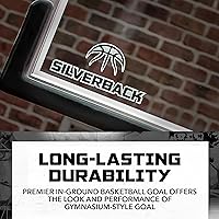 Vista 4 de Silverback Height Adjustable In-Ground Basketball Hoop with Tempered Glass Backboard, Pro-Style Breakaway Rim & Backboard Pad