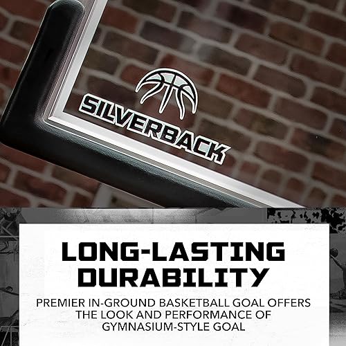 Miniatura 4 de Silverback 54 In-Ground Height Adjustable Basketball System with Tempered Glass Backboard Pro-Style Breakaway Rim Anchoring System and Backboard pad