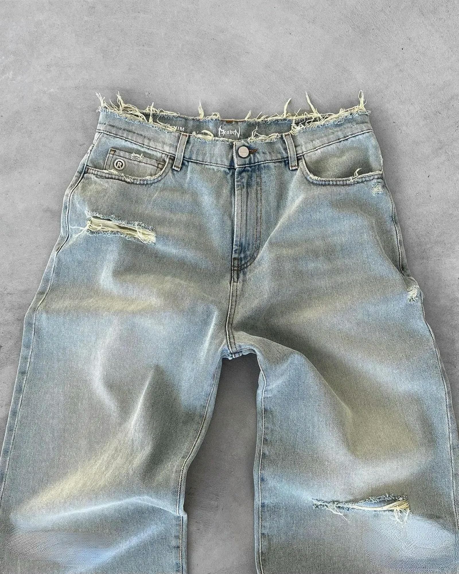 Frauen Mode Straße Bekleidung Retro Große Baggy Jeans Gothic Casual Hohe Taille Gerade Bein Jeans