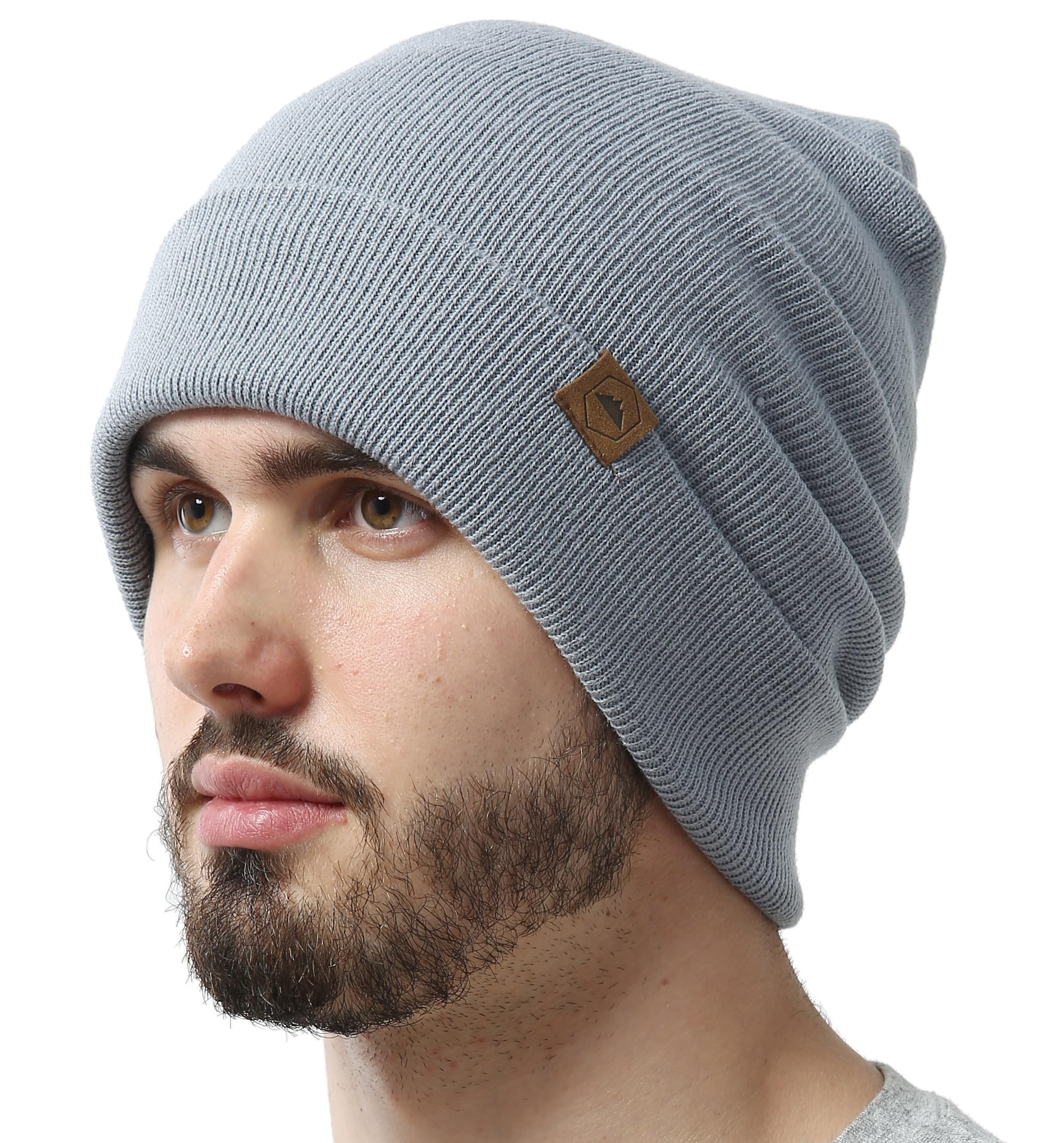 Tough Headwear Women's Lt Grey Cuffed Knit Beanie Winter Hats For Men And - Warm, Soft & Stretchy Daily Ribbed Lightweight Toboggan Cap