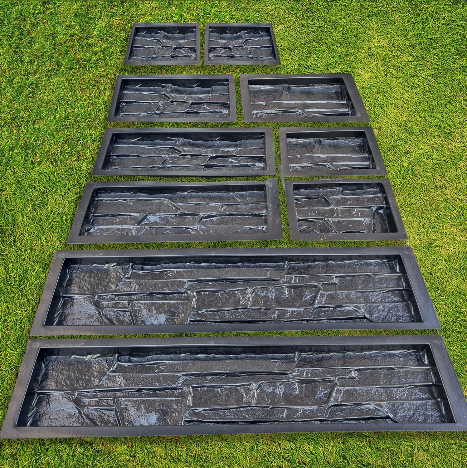 10 pcs ABS 2mm Flagstone Limestone Plastic Cement Molds Cement Wall Mould Concrete Tile Cement Mold Brick DIY Forms - De Pared Moldes para Cemento Rock Molds for Concrete Prensa para Pared