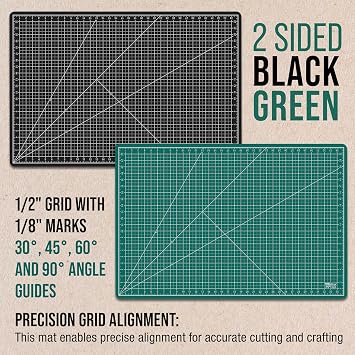 U.S. Art Supply 24x36 Self-Healing Cutting Mat 5-Ply Green/Black