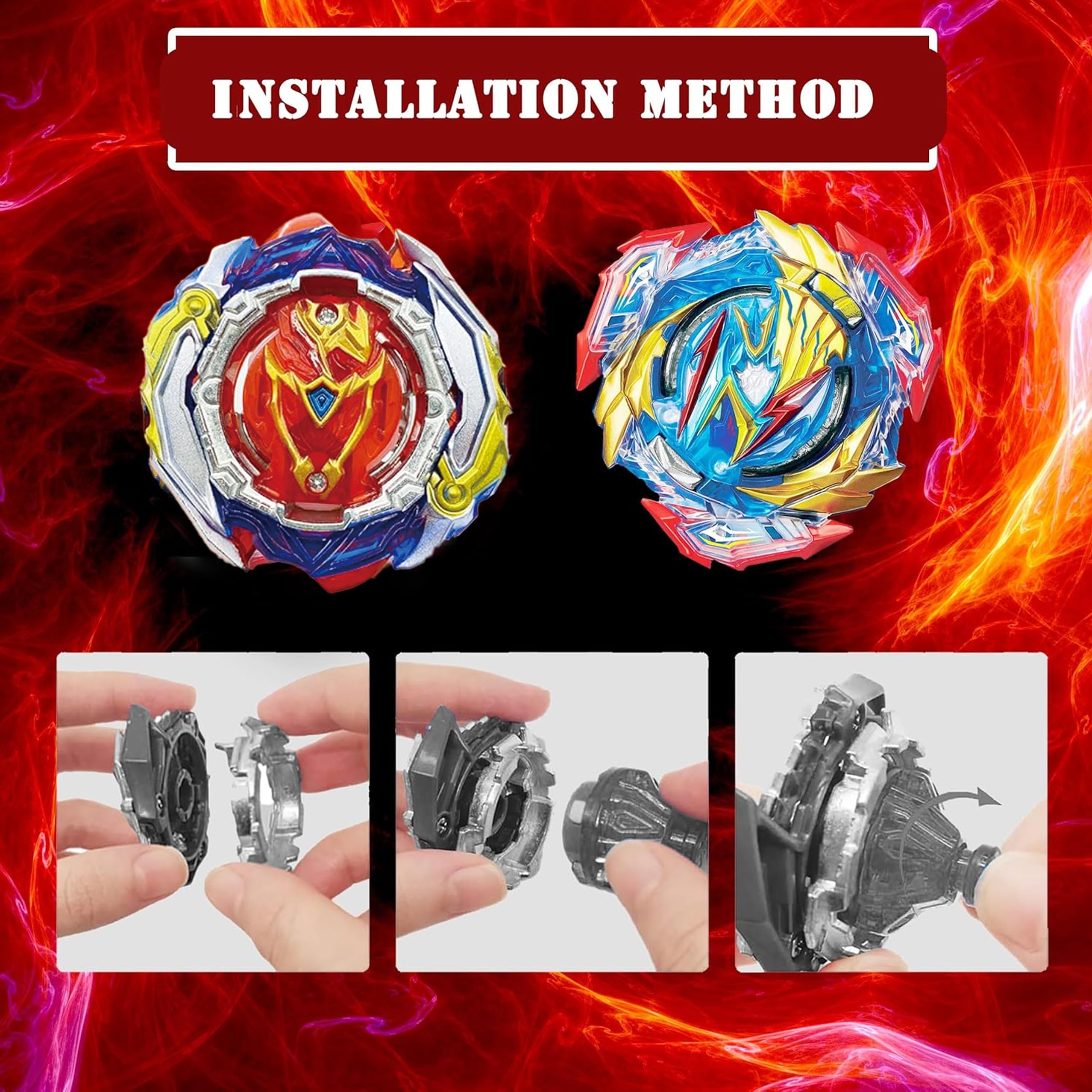 Bey Kampfkreisel Metal Fusion Blade Kreisel Set mit Launcher Griff Valtryek Achilles (201 & 193)