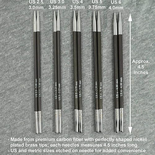 Miniatura 3 de Knitter's Pride Karbonz 110601 - Juego de agujas de tejer intercambiables con 1 bolsa de proyectos Artsiga Crafts