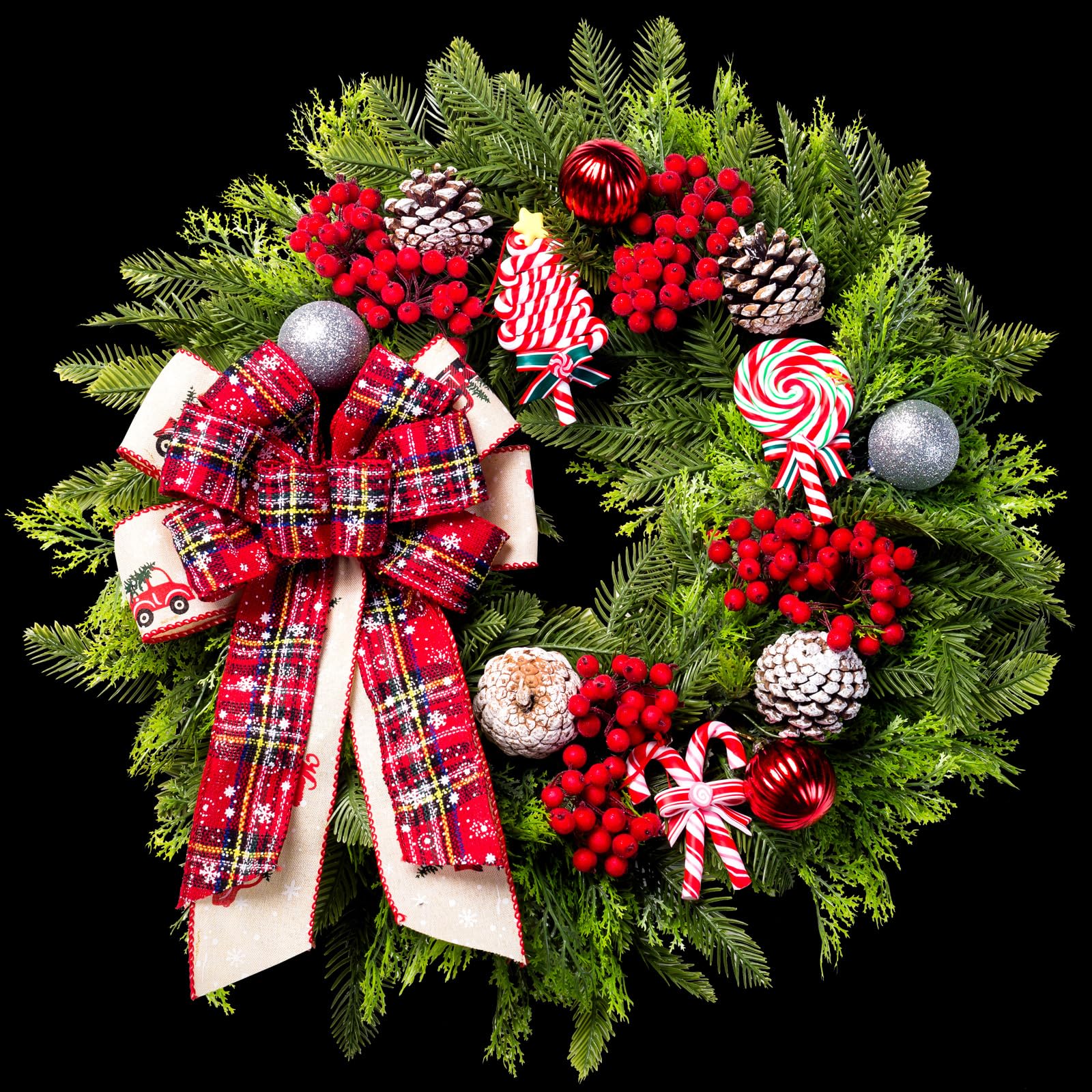 　Decorated Christmas Wreath Amazon.com: Christmas Wreaths for Front Door, 20 Inch Lighted
