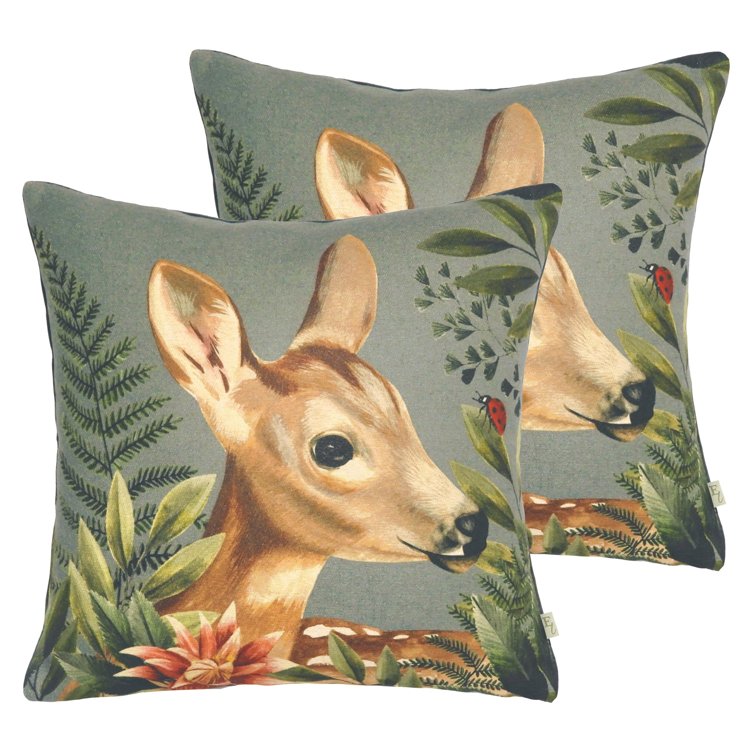 Evans Lichfield Forest Fawn Feather Filled Cushion - Twin Pack