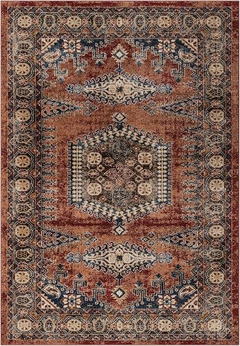 Miniatura 3 de Unique Loom Utopia Collection - Alfombra de área Larissa (6 pies 1 pulgada x 9 pies, rectangular, terracotaazul)