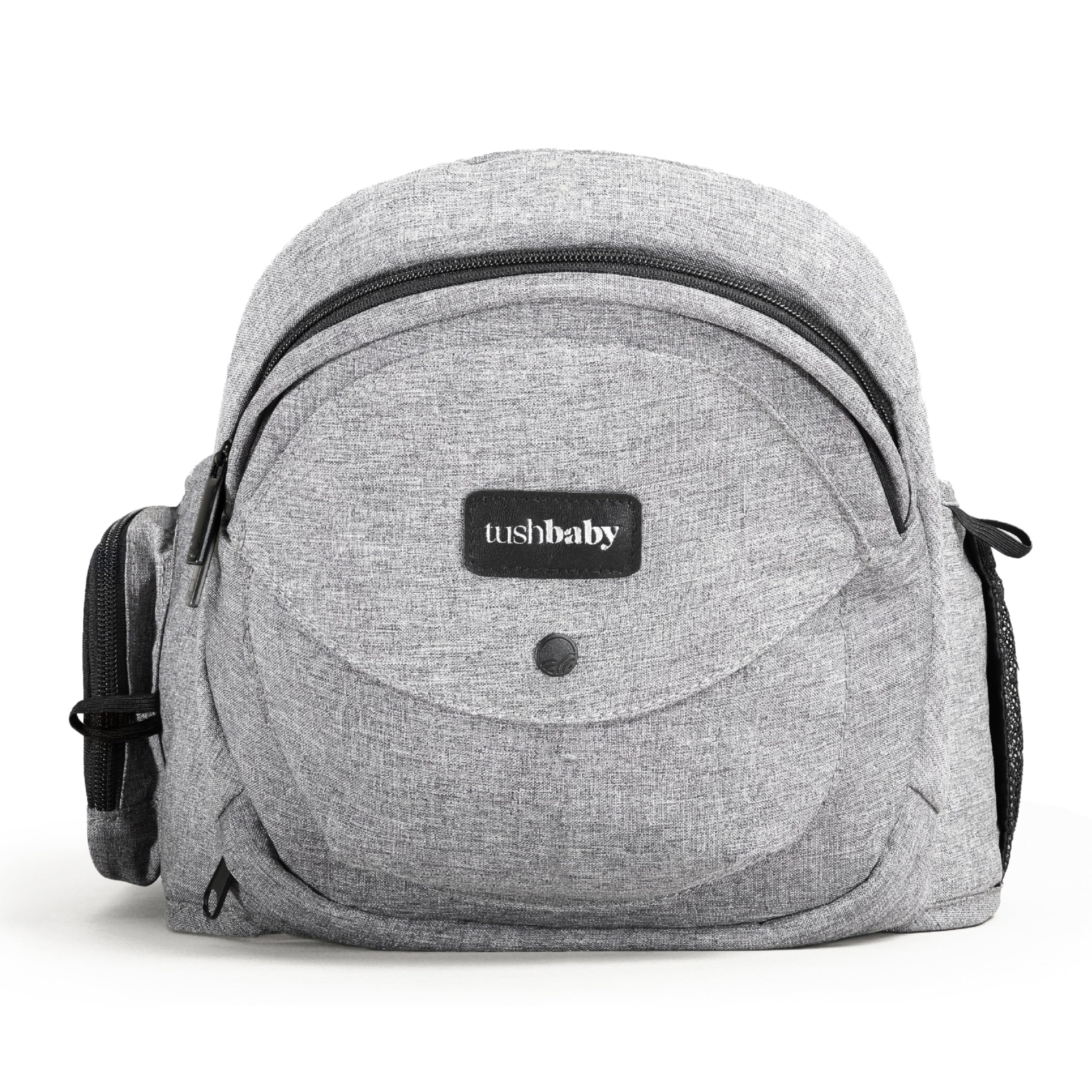 Tushbaby Original Hip Seat Baby Carrier for Babies & Toddlers up to 45 lbs, Safety Certified, Lightweight No-Foam Design with Storage, Grey