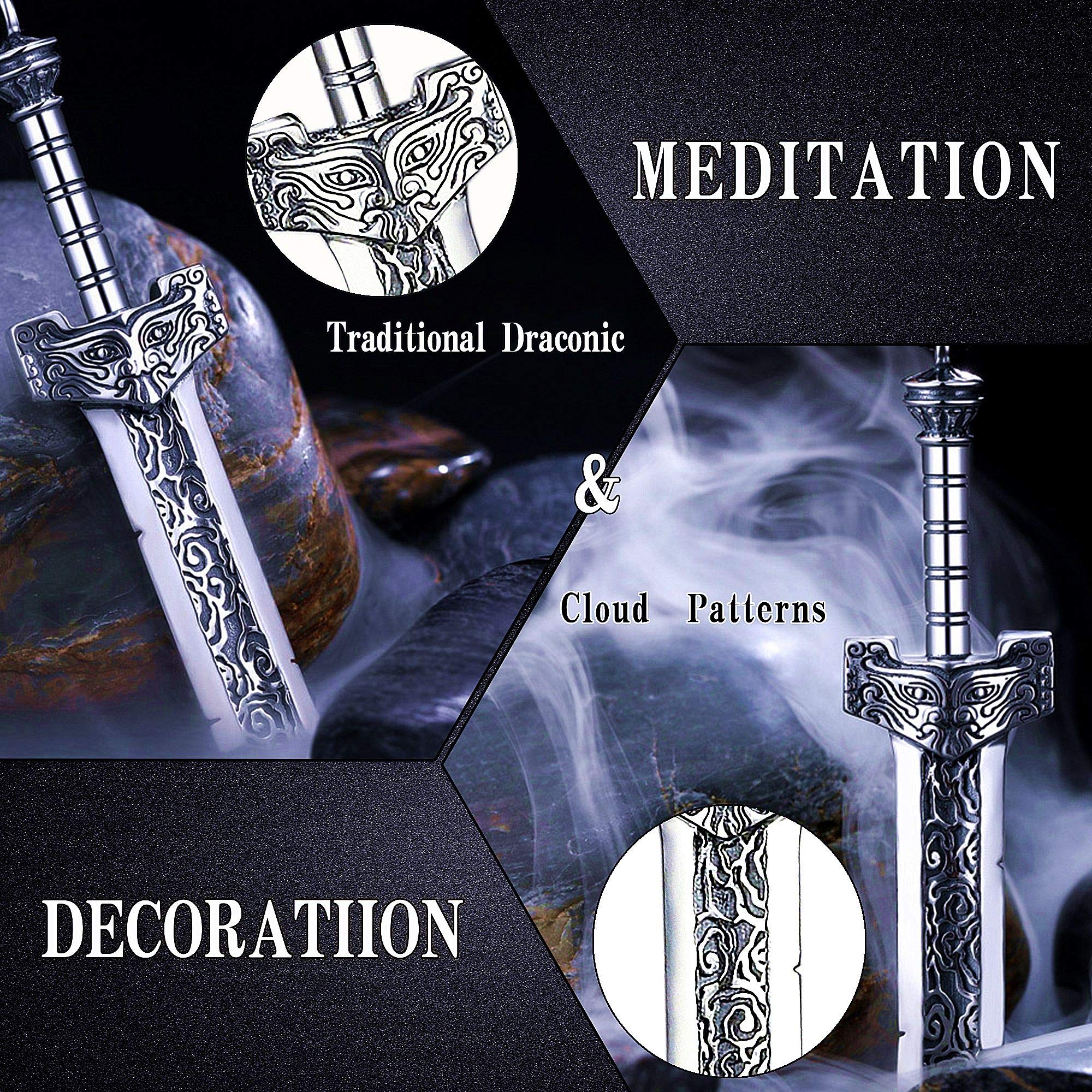 Collar de espada rota para hombre, de acero inoxidable, collar de espada de caballero para hombres y mujeres, diseño de nube de dragón, joyería con cadena de 24 pulgadas, Metal 5