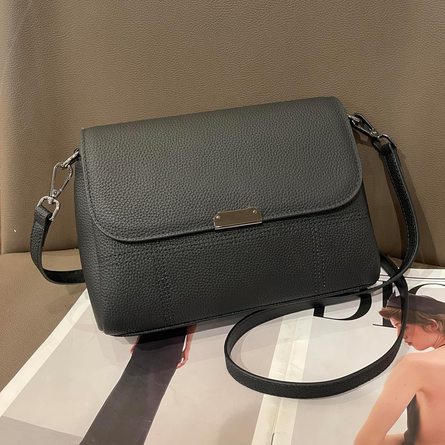 Iswee Genuine Leather Purses for Women Crossbody Bags Designer Shoulder Handbags Ladies Purses Casual Bag - Image 7