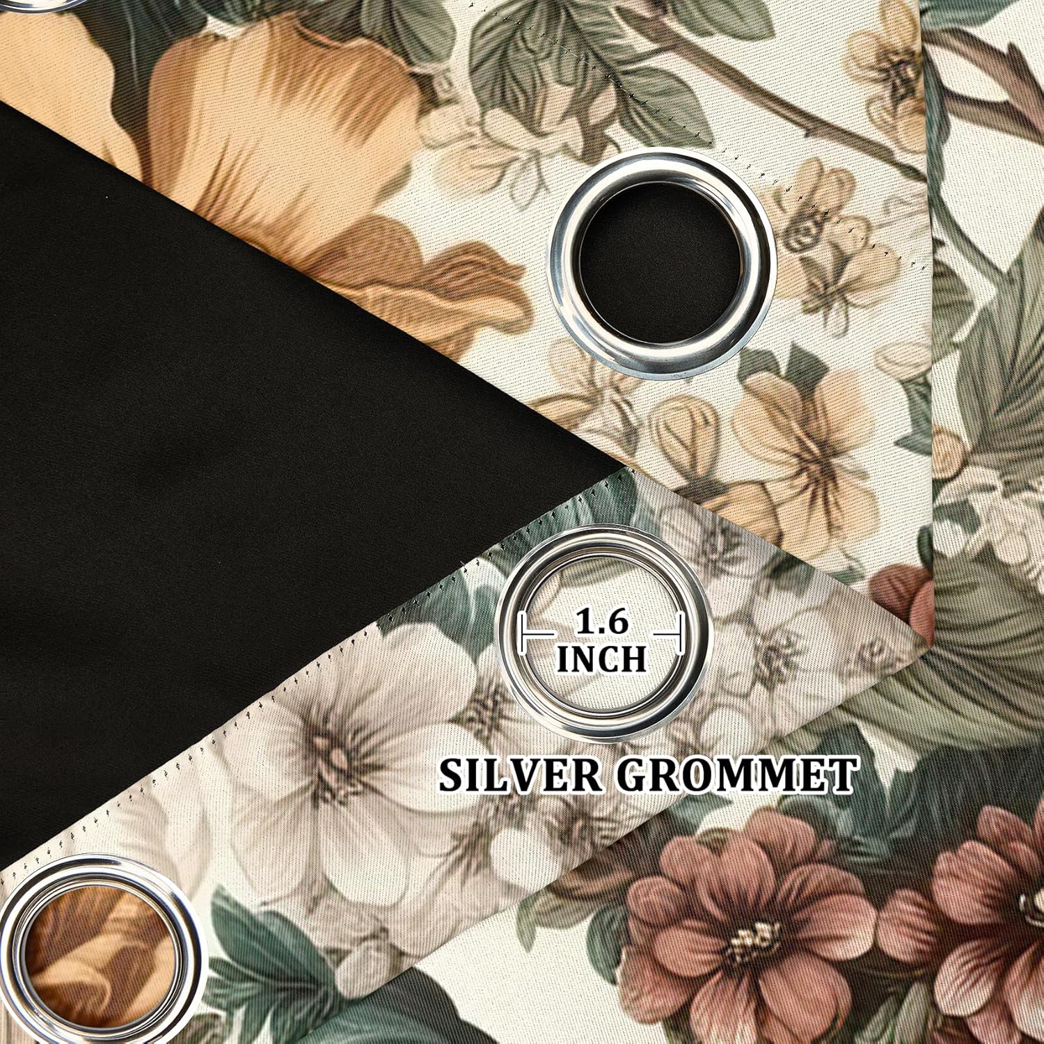 Renaiss 26 x 36 Inch Retro Floral Kitchen Curtains for Windows Farmhouse Vintage Flower Printed Short Curtains Drapes Blackout Grommet Cafe Bathroom Decor Country Window Treatment Tiers 2 Panels