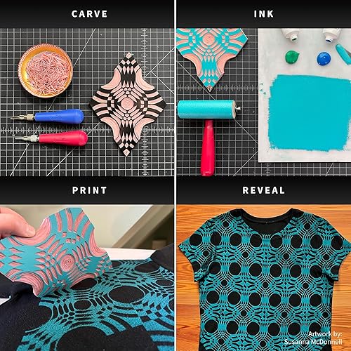 Miniatura 15 de Speedball - Tinta de impresión de bloque de tela, amarillo, 2.5 onzas líquidas, impresión en textiles y papel, fabricada en Estados Unidos