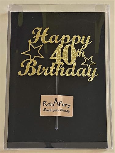 Miniatura 4 de Decoración para pastel de cumpleaños número 40 con purpurina dorada, ideas de decoración de fiesta, calidad premium, purpurina resistente de doble