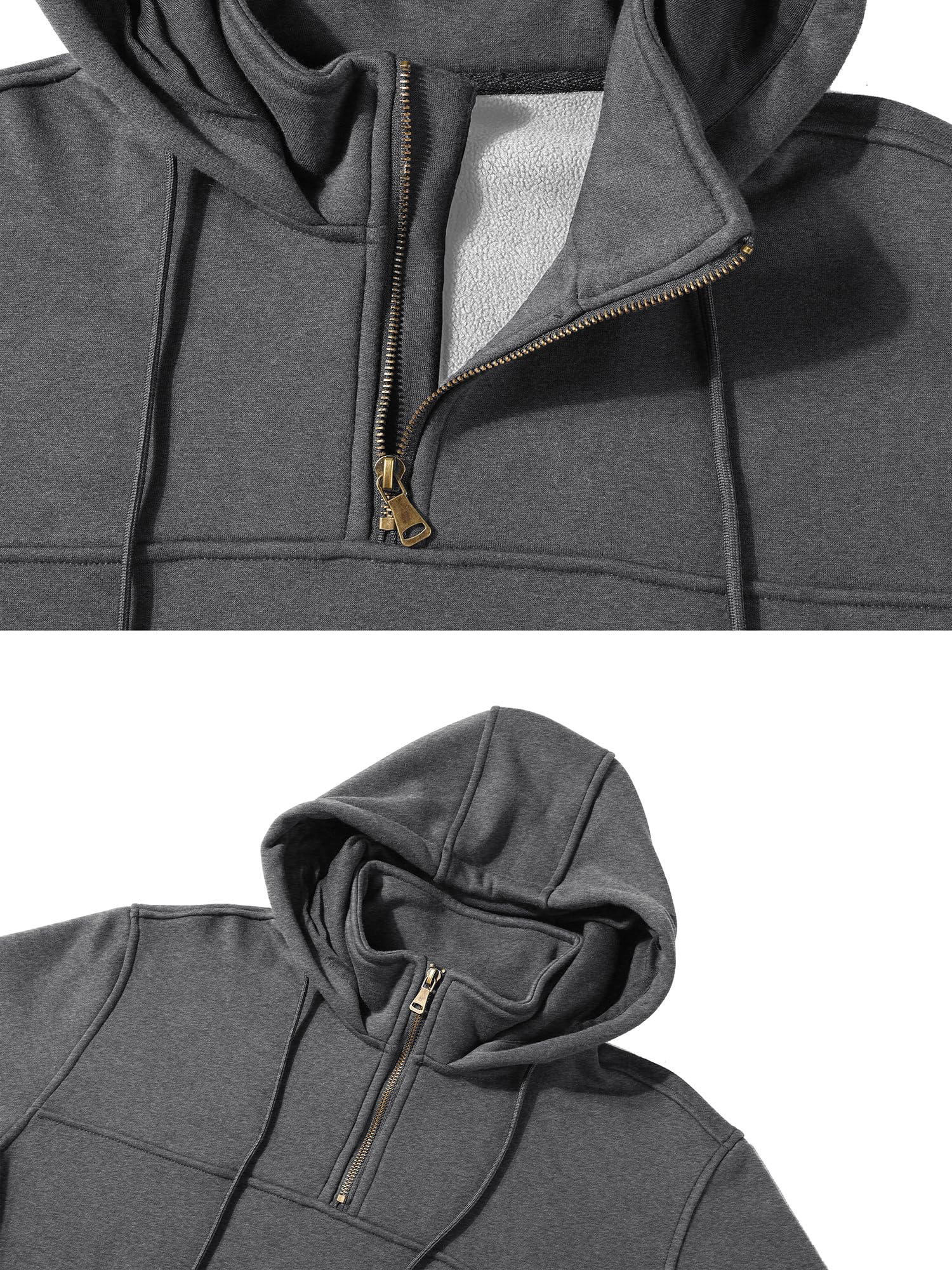 Peakwell Felpa Uomo con Cappuccio e Zip Felpa in Pile Caldo Pullover da Lavoro