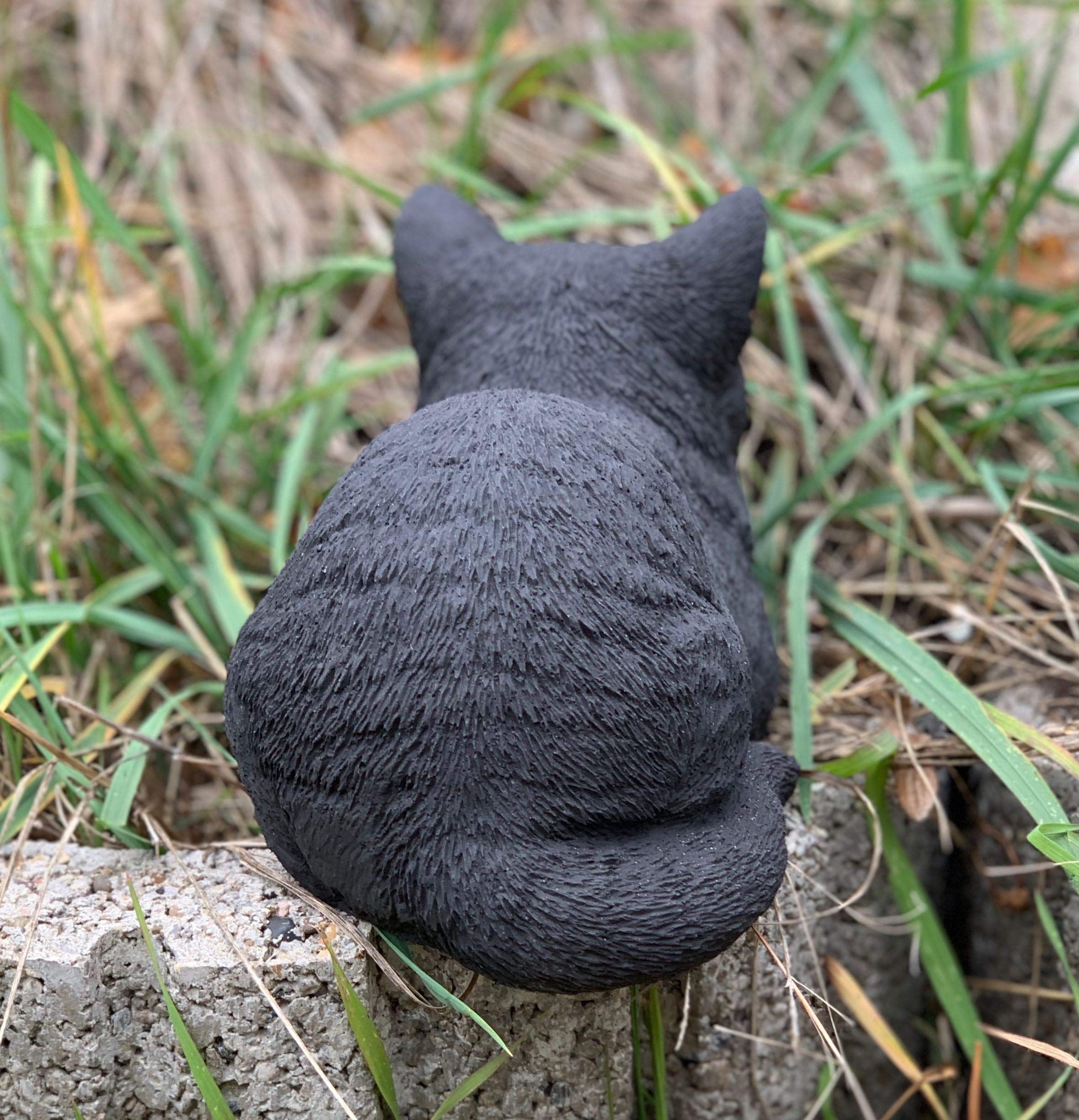 stoneandstyle Steinfigur Katze ruhend schwarz frostfest wetterfest Steinguss