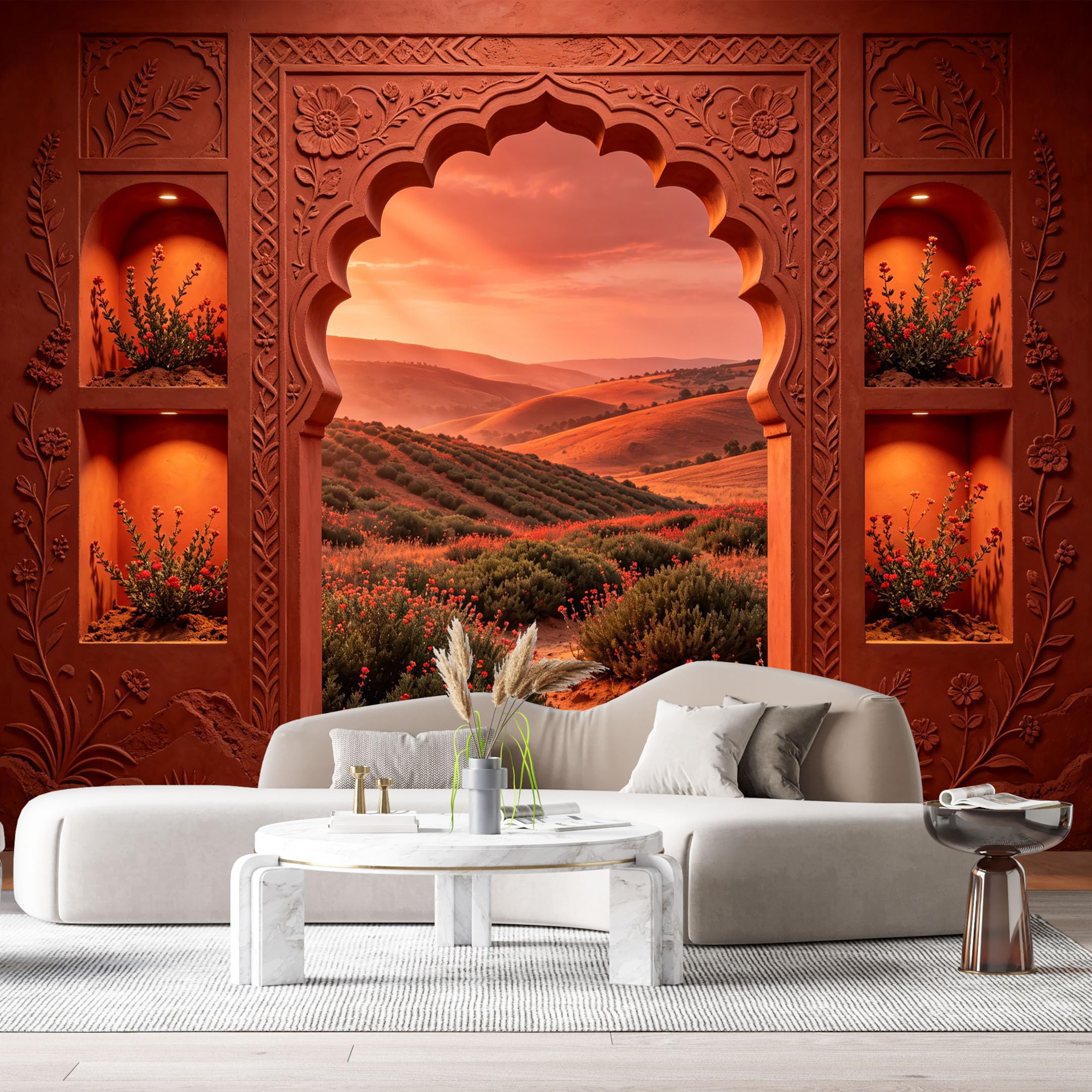 Custom Size Wall Murals Coastal Ocean Landscape Watercolor 3D Trompe L'Oeil SelfAdhesiveWall Fabric Removable Wallpaper Wall Decor for Living Room Bedroom Bathroom