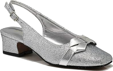 silver dress shoes low heel wide width