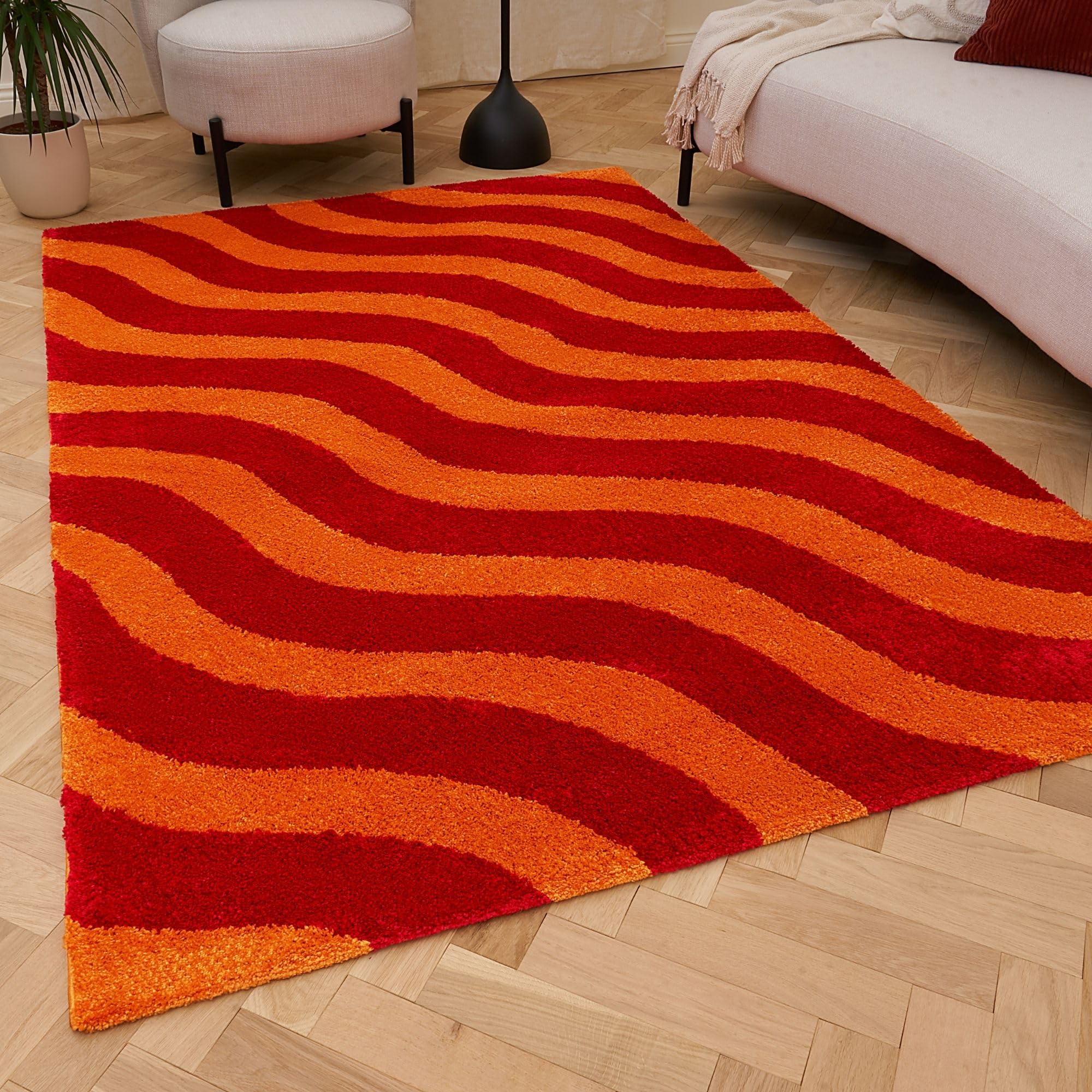 The Rugs Red/Orange Joli Wave & Rug
