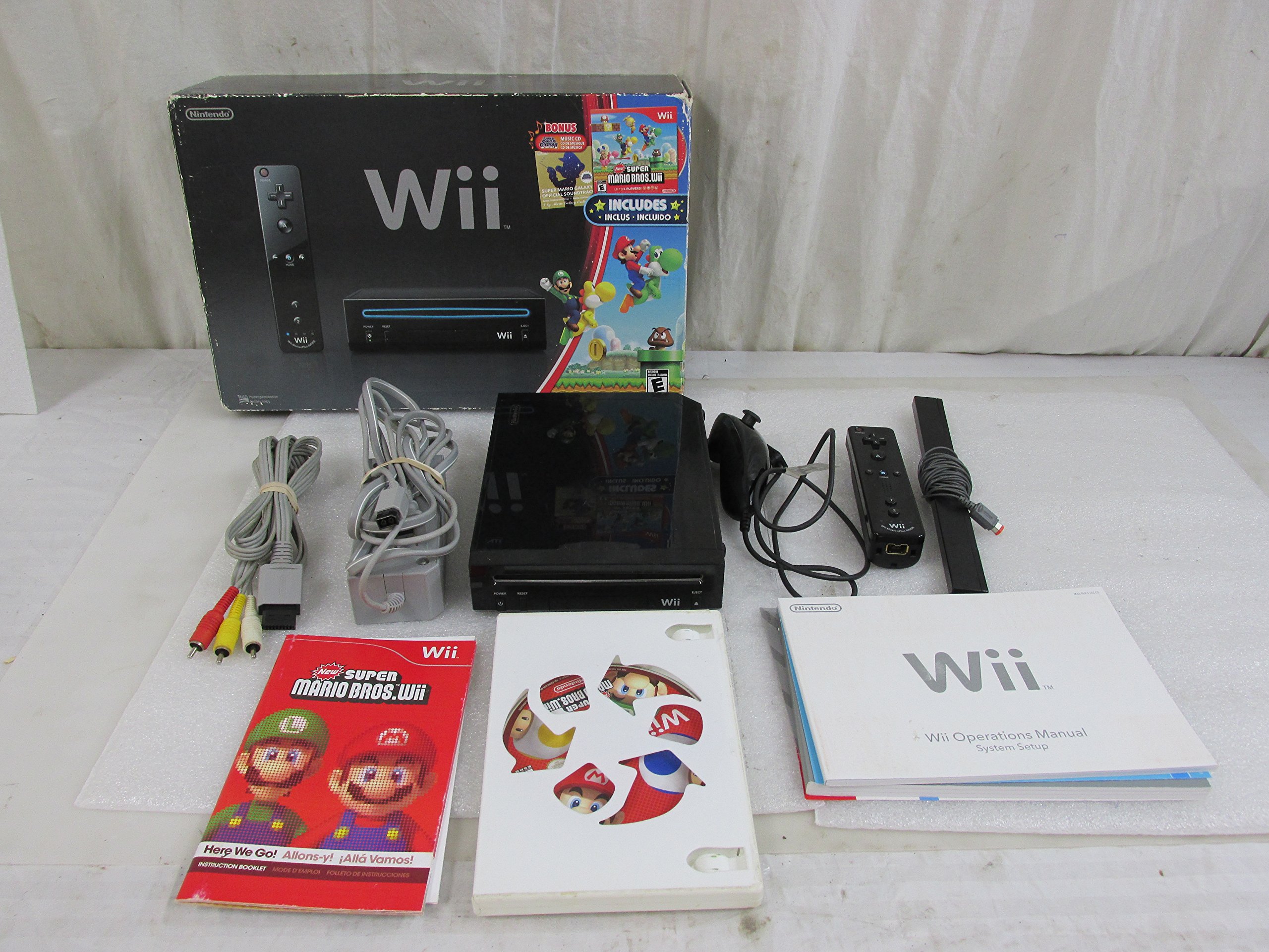 Wii Black Console with New Super Mario Brothers Wii and Music CD