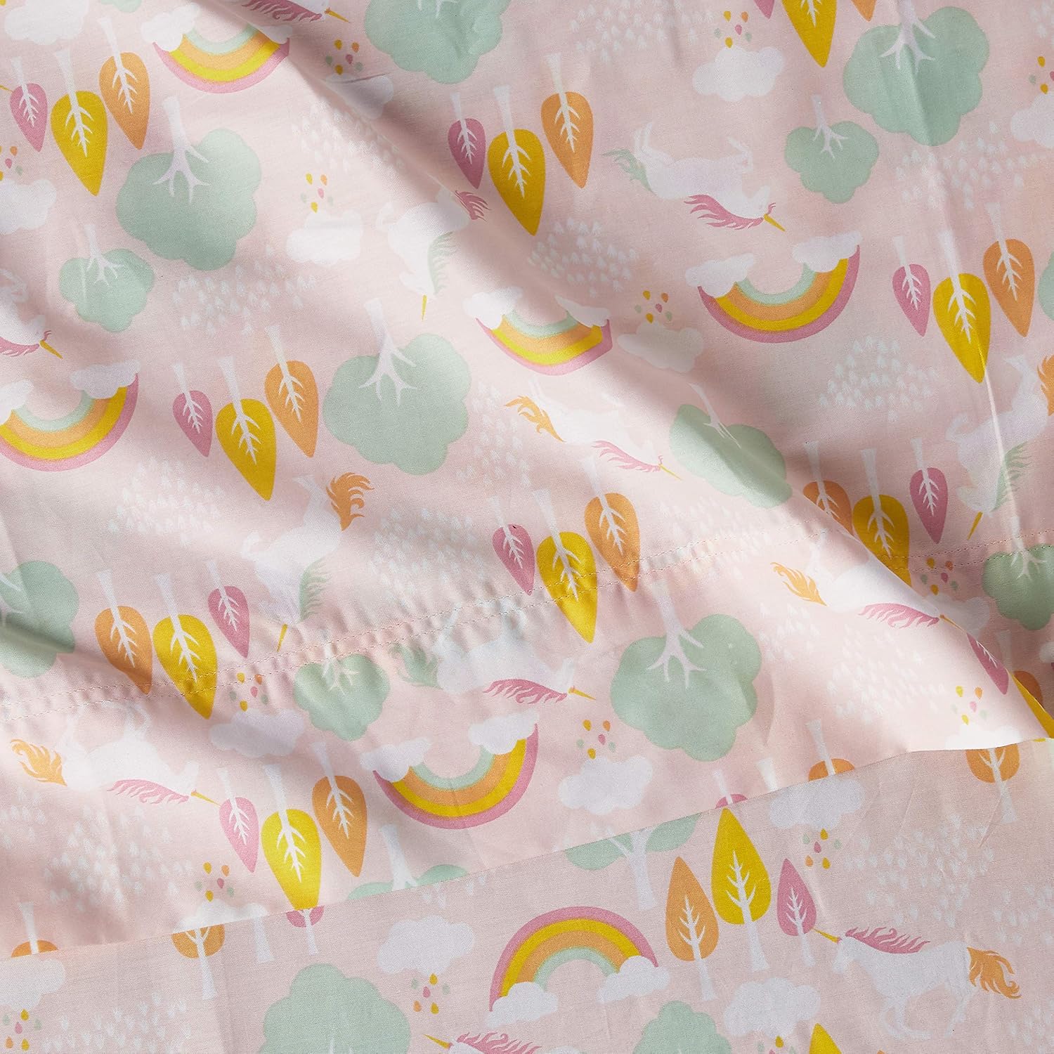 Amazon Basics Kids 100% Cotton Durable, Super Soft Sheet Set - 3 Pieces, Full, Unicorns