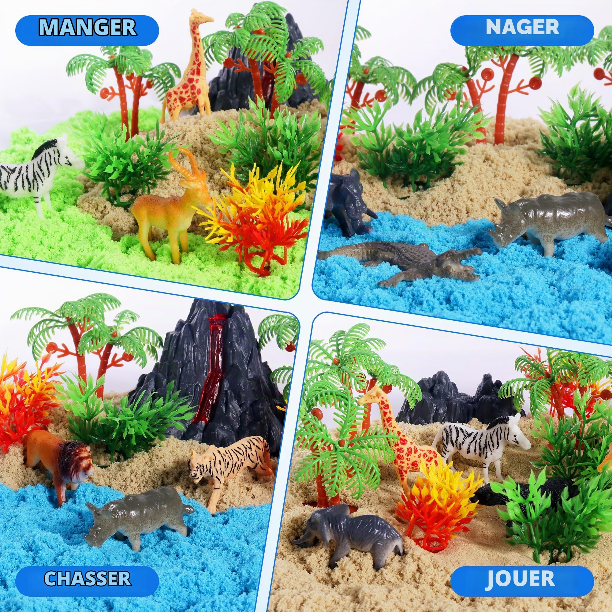 Billeeit Coffret de bac sensoriel animalier avec sable magique