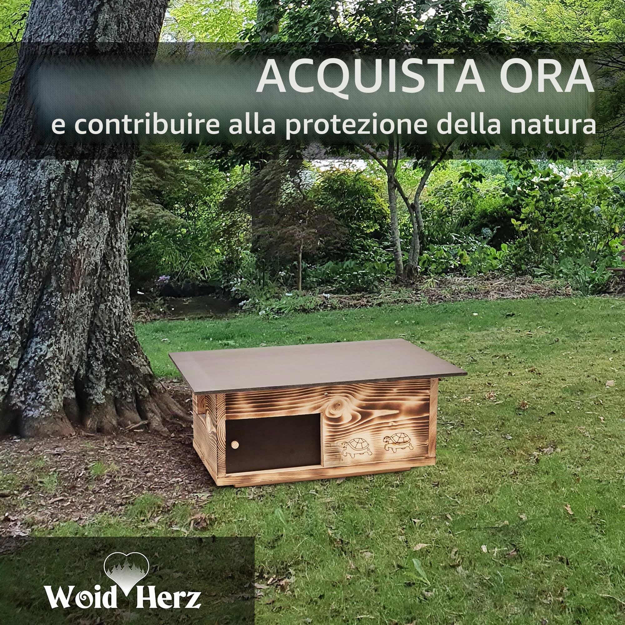 Casetta per tartarughe di alta qualità, in legno massiccio da 20 mm (SH4), resistente alle intemperie, con fondo e porta scorrevole, ventilazione regolabile, per tartarughe, ruota libera