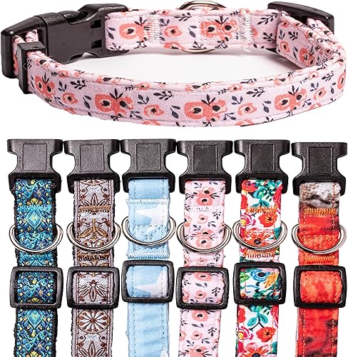 Collares de perro para cachorros pequeños, medianos y grandes patrones clásicos en collares de larga duración, ajustables, fuertes y duraderos para