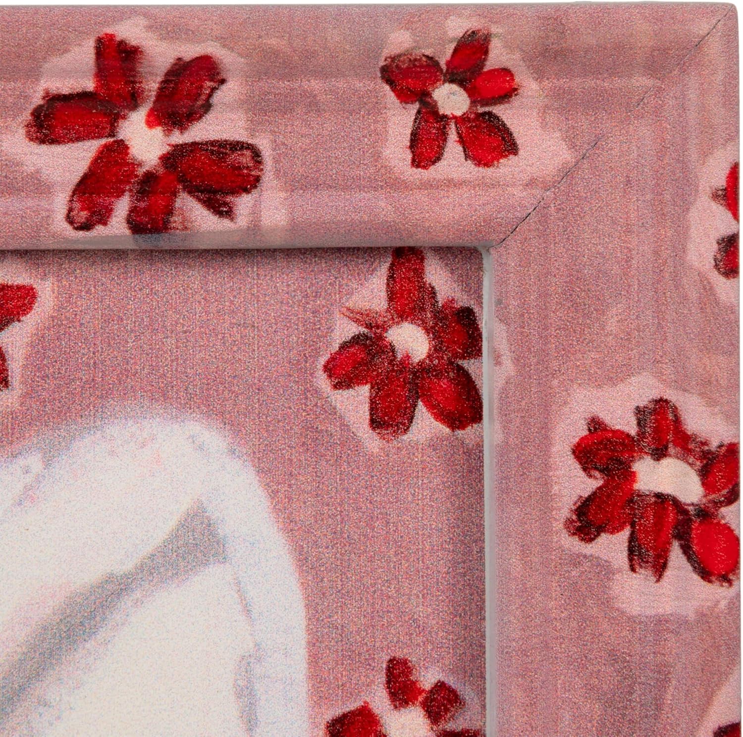 Creative Co-Op Wood Framed Glass Wall Décor with Rabbit Image and Flowers, Multicolor