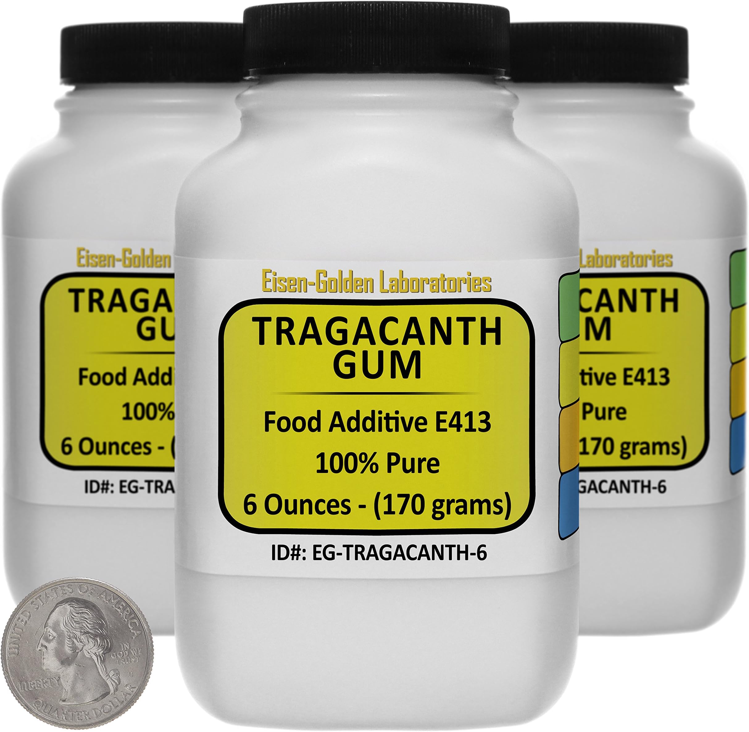 Tragacanth Gum [E413] 100% Food Grade Powder 1 Lb in Three Space-Saver Bottles