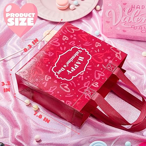 Miniatura 7 de JOYIN 12 bolsas de regalo no tejidas para el día de San Valentín con 6 diseños para niños, regalos de fiesta, premios de intercambio de aula, bolsas