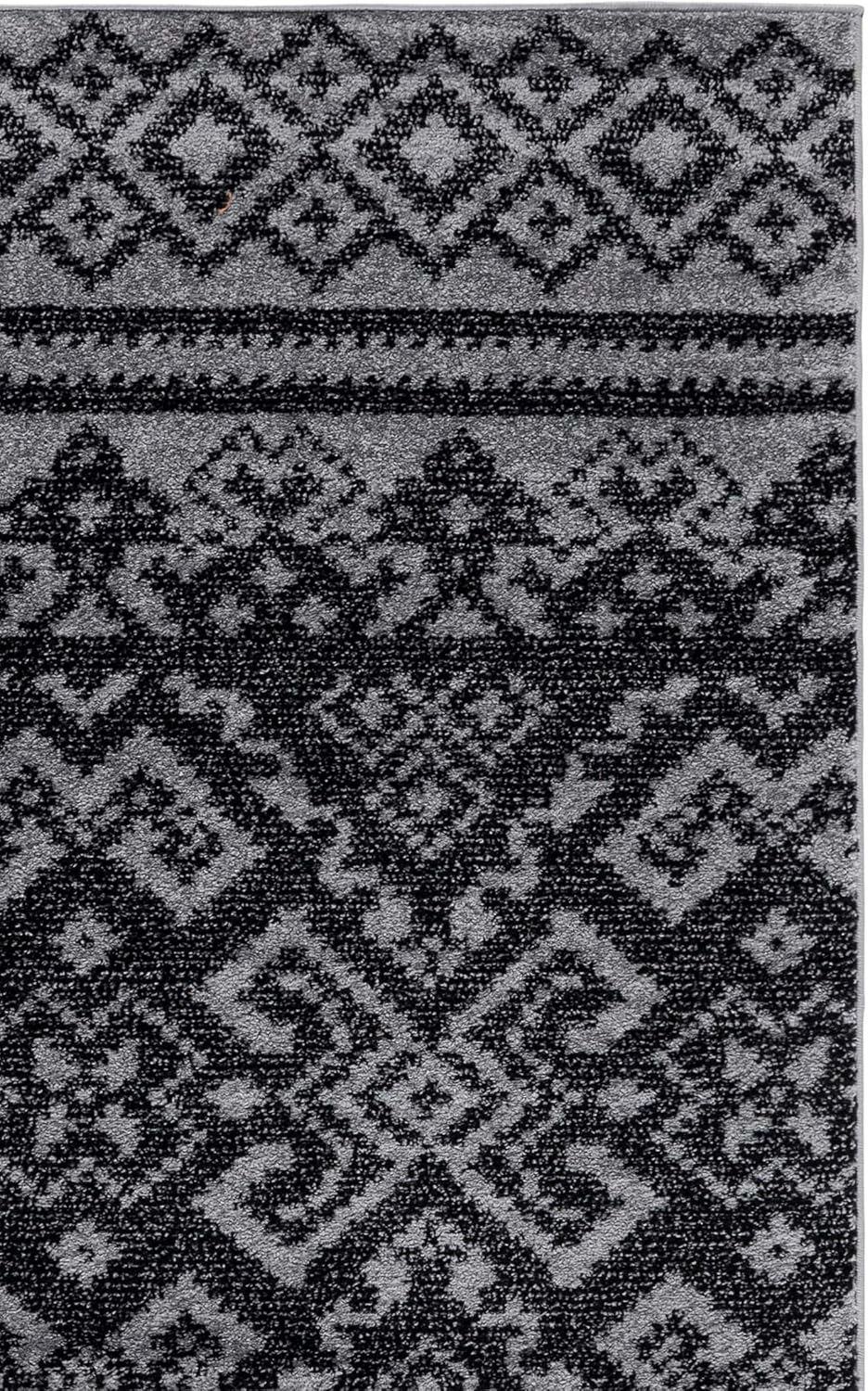 SAFAVIEH Adirondack Collection Area Rug - 6' Square, Silver & Black, Rustic Boho Design, Non-Shedding & Easy Care, Ideal for High Traffic Areas in Living Room, Bedroom (ADR107A)