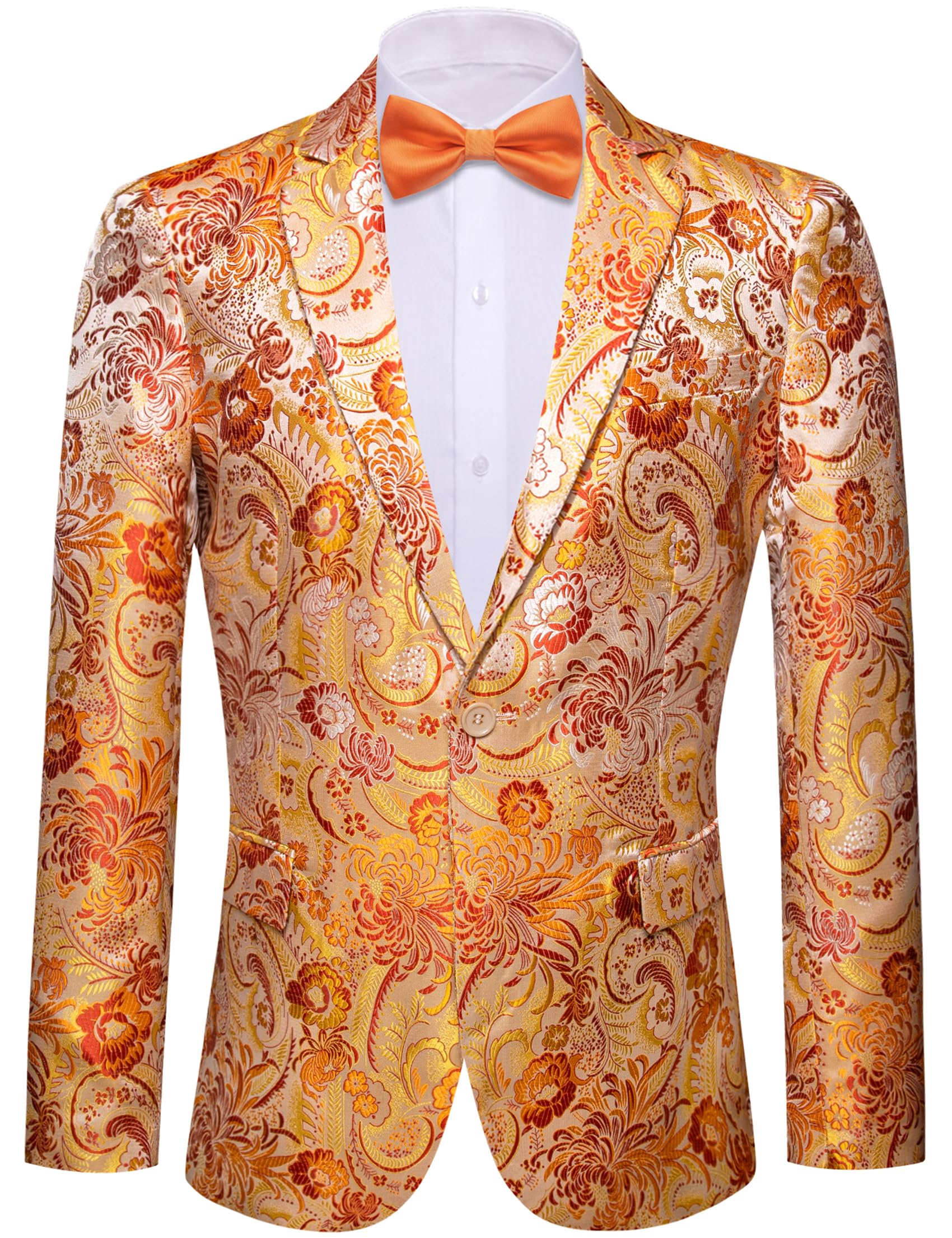 Barry.Wang Mens Floral Blazer Suit Jacket Notched Lapel Casual Sport Coat