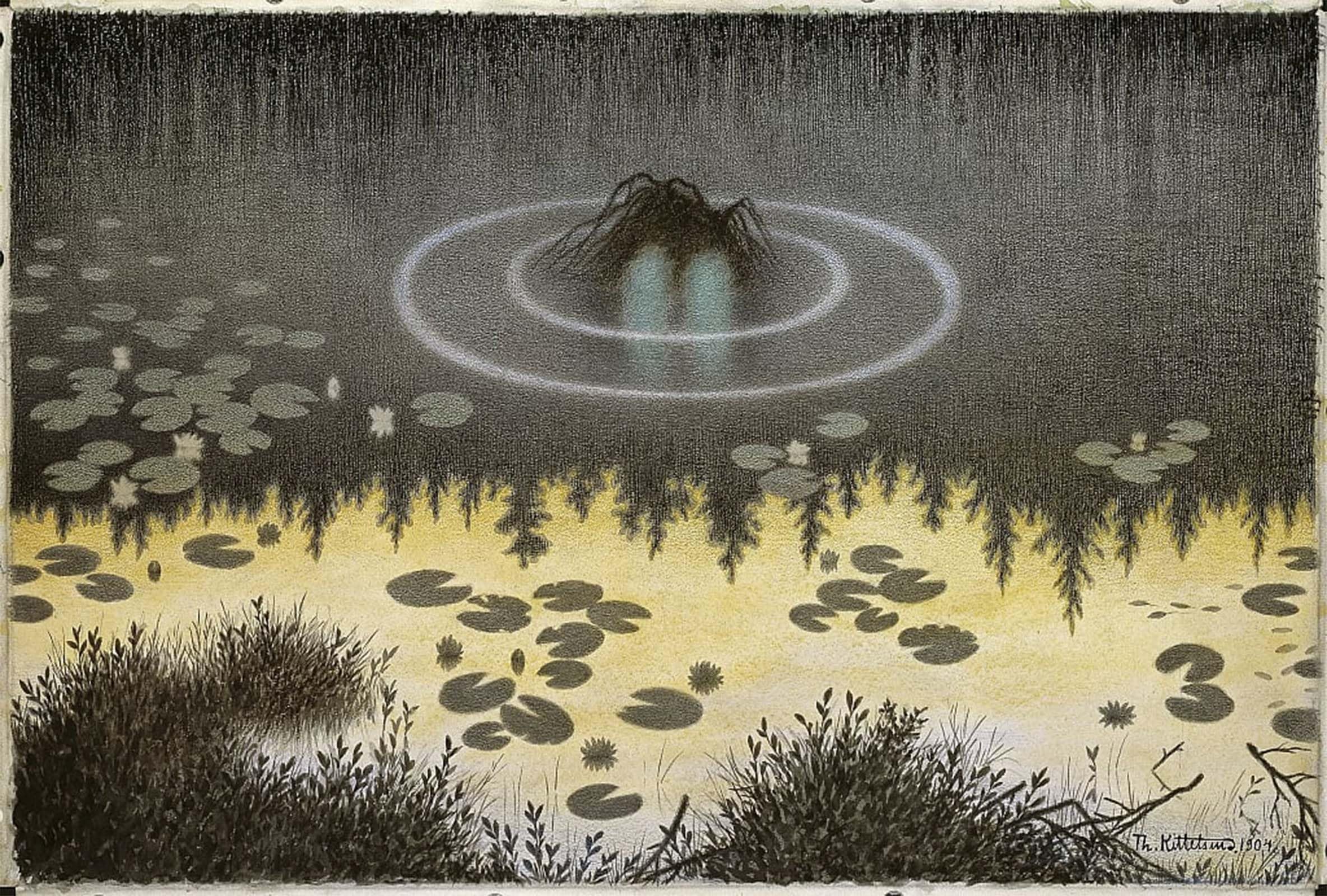 POSTERIIk Vintage Print Pop Art Landscape Artwork Cams by Theodor Kittelsen Art Prints for Office Home Decor 60x90cm