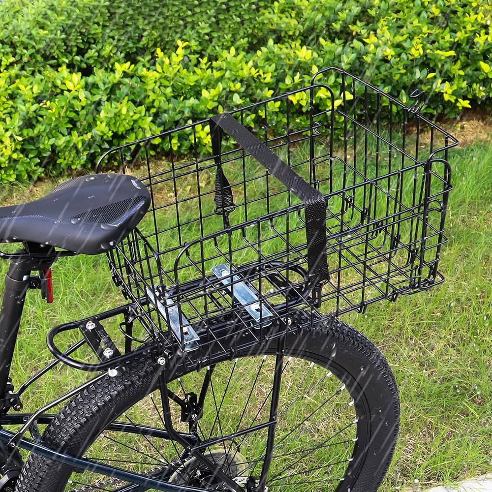 Cestino Posteriore Per Bicicletta Pieghevole Con Rete - Portabagagli Metallico - Foto 7