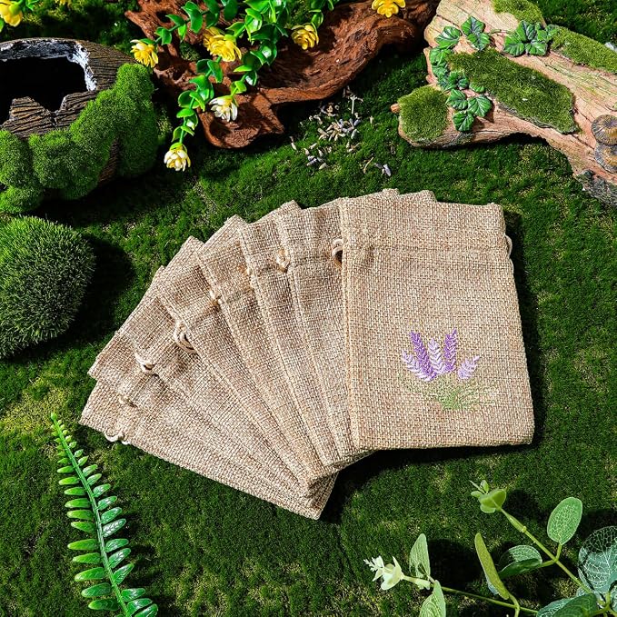 10 bolsas de lino recargables con cierre para aroma lavanda miniatura 2